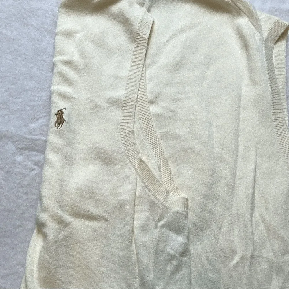 Polo Ralph Lauren Men’s XL Pima Cotton Sweater Vest Pale Yellow V-Neck Pony